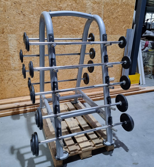 Matrix Langhantelablage für 10 Langhanteln inkl. 9 Kompakthanteln, Ähnlich SZ Hanteln, gebrauchter Zustand