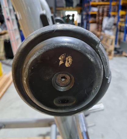 Matrix barbell rack for 10 barbells including 9 compact dumbbells, similar to SZ dumbbells, used condition