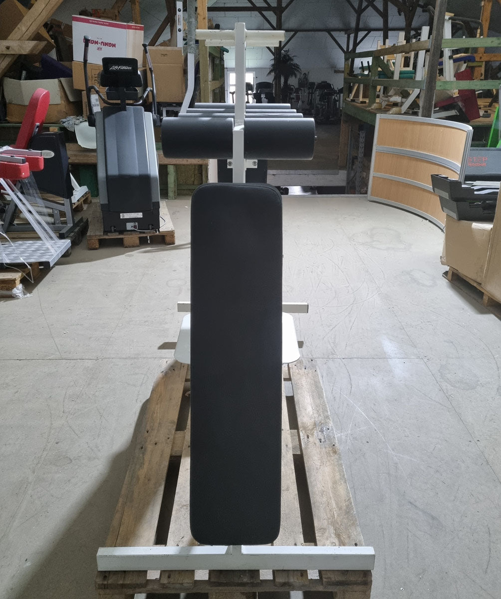 Bauchbank doppelt, schräg, Oldschool Bodybuilding, Rahmenfarbe Weiß, Polsterfarbe Schwarz, gebraucht