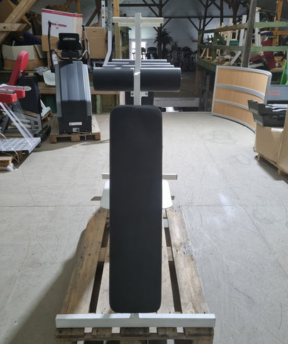 Bauchbank doppelt, schräg, Oldschool Bodybuilding, Rahmenfarbe Weiß, Polsterfarbe Schwarz, gebraucht