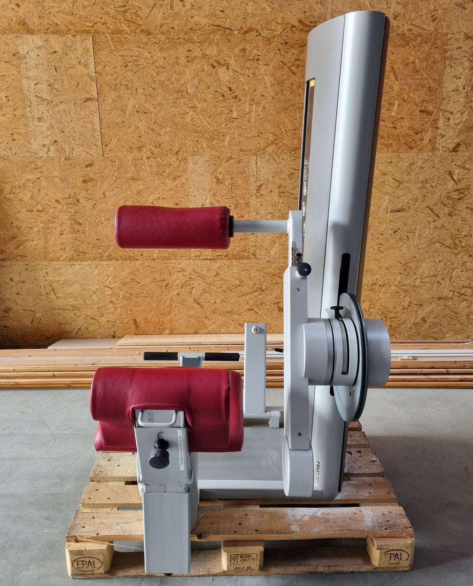 Frei Genius Eco Rückenstreckermaschine, Hyperextension, Rückenmaschine Lower Back, Rahmenfarbe Silber, Polsterfarbe Rot, gebraucht - überholter Zustand