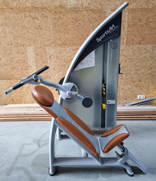 SportsArt Pullover S923 A923 covers, covering machine, frame color silver, upholstery color orange, used - overhauled condition