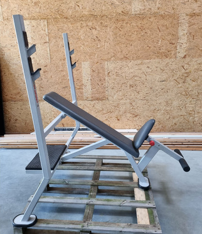 Panatta Schrägdrückerbank, Olympic Incline Bench, Hantelbank Schrägbankdrücken, Rahmenfarbe Silber, gebraucht mit Gebrauchsspuren