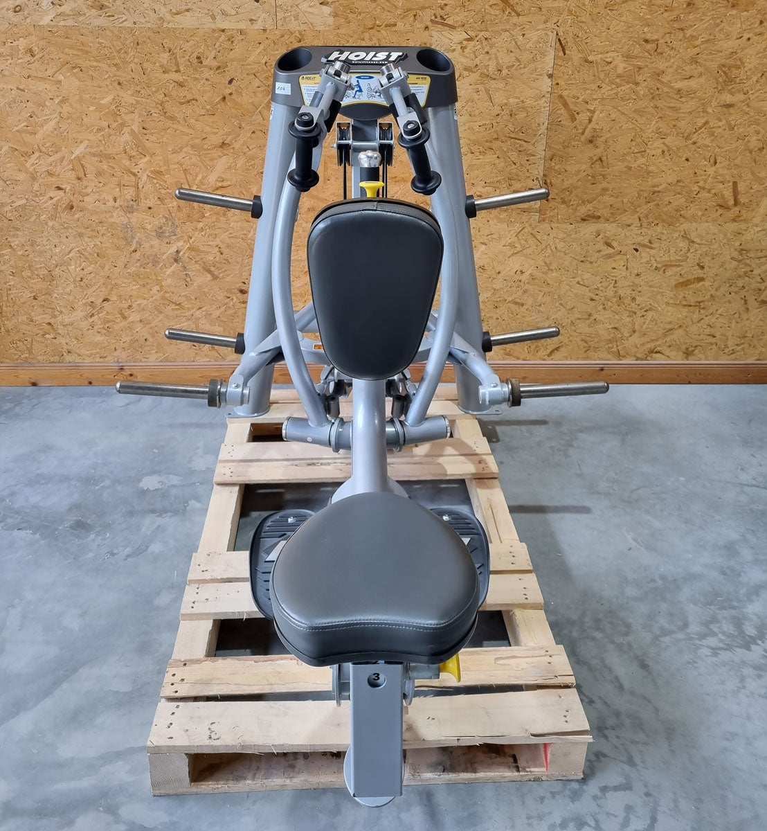 Hoist Roc-IT Mid Row, RPL-5203 rowing machine with chest support, lat rowing, Roc IT Plate loaded series, frame color silver, used - refurbished condition