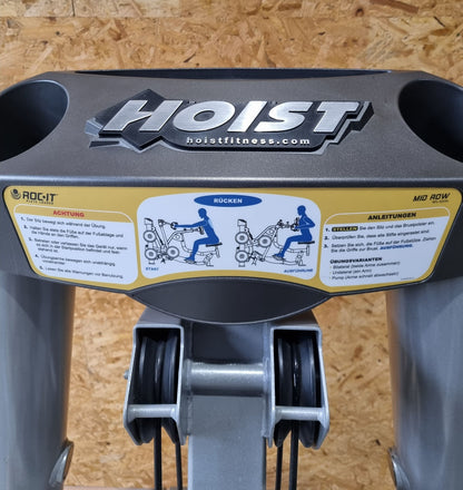 Hoist Roc-IT Mid Row, RPL-5203 rowing machine with chest support, lat rowing, Roc IT Plate loaded series, frame color silver, used - refurbished condition