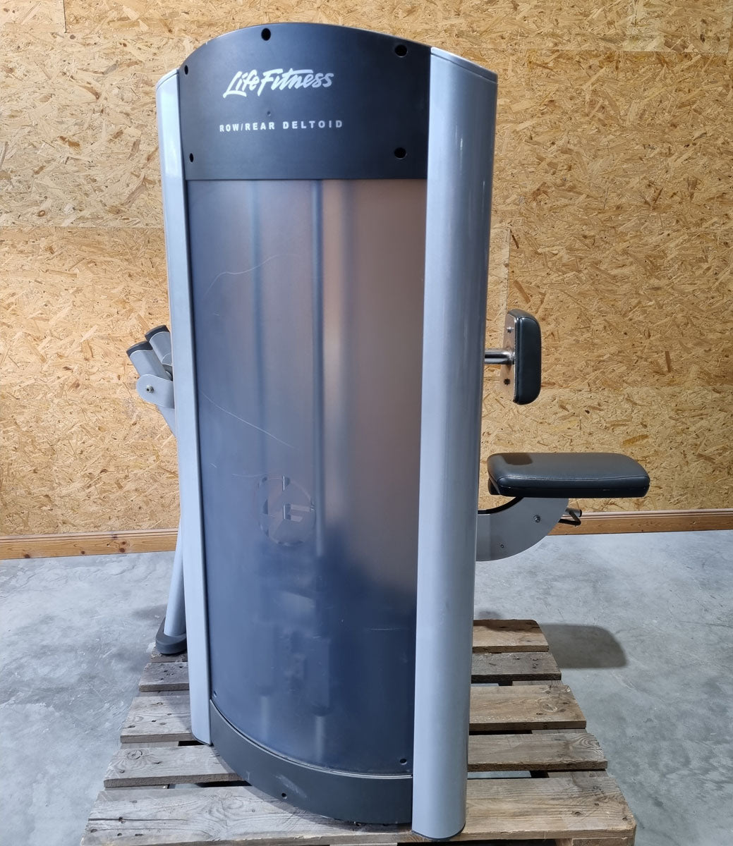 Life Fitness Rudern mit Bruststütze, Row - Rear Deltoid, Signature Series, 145kg Gewichtsblock, Rahmenfarbe Silber, gebraucht - überholter Zustand
