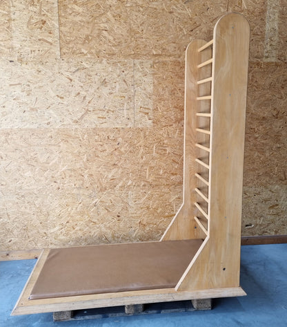 Wall bars for stretching with padding, various exercises possible, upholstery color brown, used condition