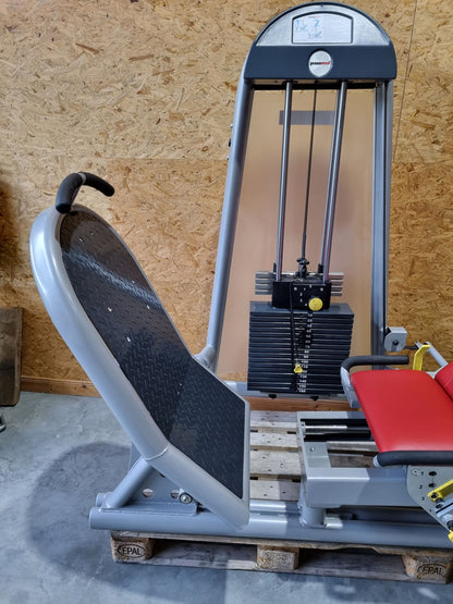 Proxomed Funktionsstemme Compass 530, Beinpresse verstellbar, MPG, Reha, Rahmenfarbe Silber, Polsterfarbe Rot, gebraucht - überholter Zustand