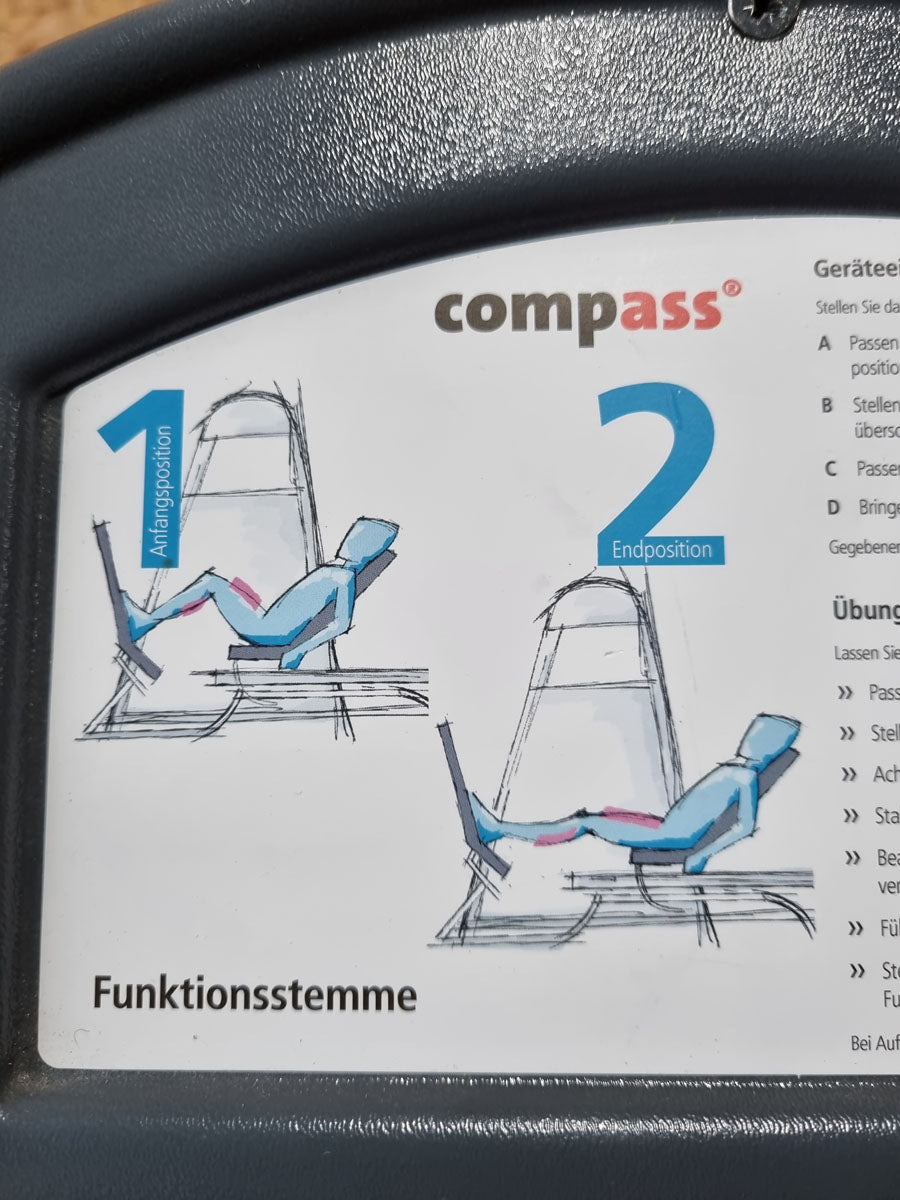 Proxomed Funktionsstemme Compass 530, Beinpresse verstellbar, MPG, Reha, Rahmenfarbe Silber, Polsterfarbe Rot, gebraucht - überholter Zustand