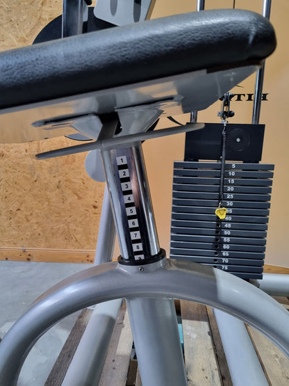 Proxowell/Proxomed Rückenstrecker-beuger Kombi Compass 530, Hyperextension und Bauchmaschine 2 in 1 Kombigerät, 100kg Gewichtsblock mit Feingewicht Abstufung, Rahmenfarbe Silber, gebraucht - überholter Zustand