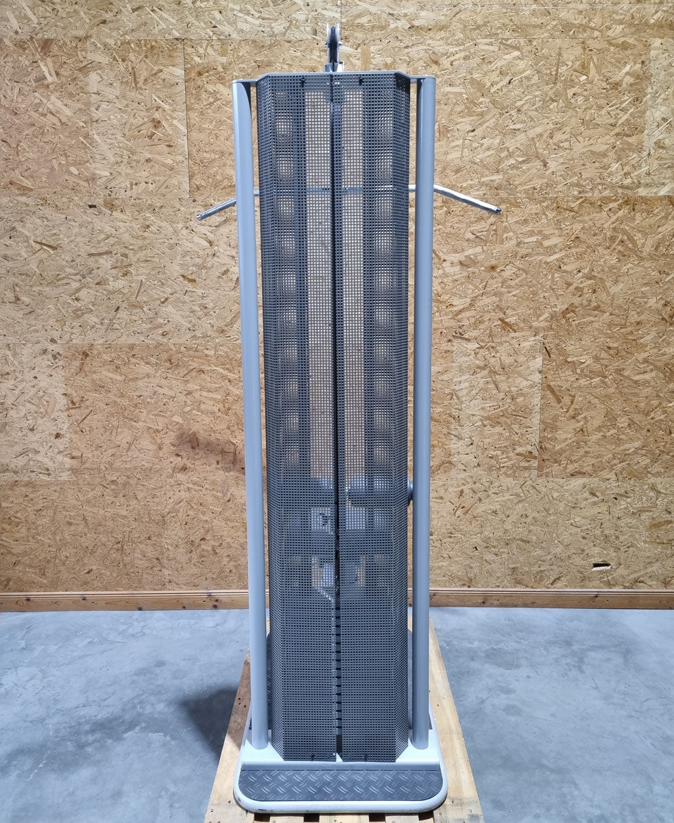 Dynamed Zugapparat Vertikal mit Sitz, Latzug von Oben, Pulldown, Stolzenberg, Rahmenfarbe Silber, gebraucht - überholter Zustand