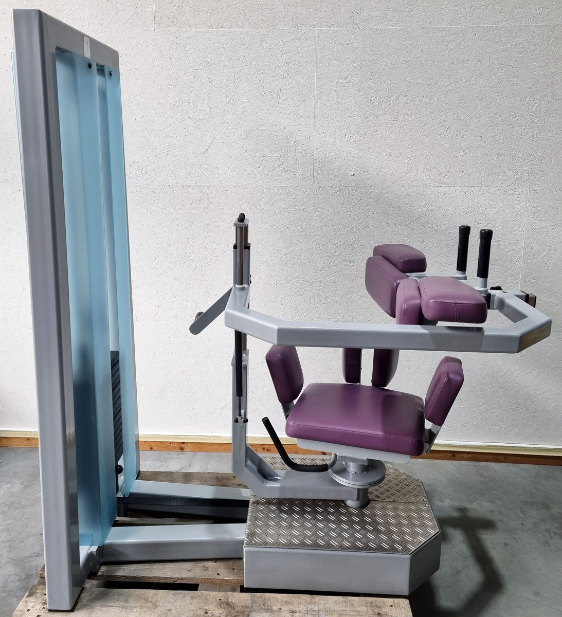 SVG torso rotator - rotation machine - lateral abdominal muscles, frame color silver, upholstery color purple, used - refurbished condition