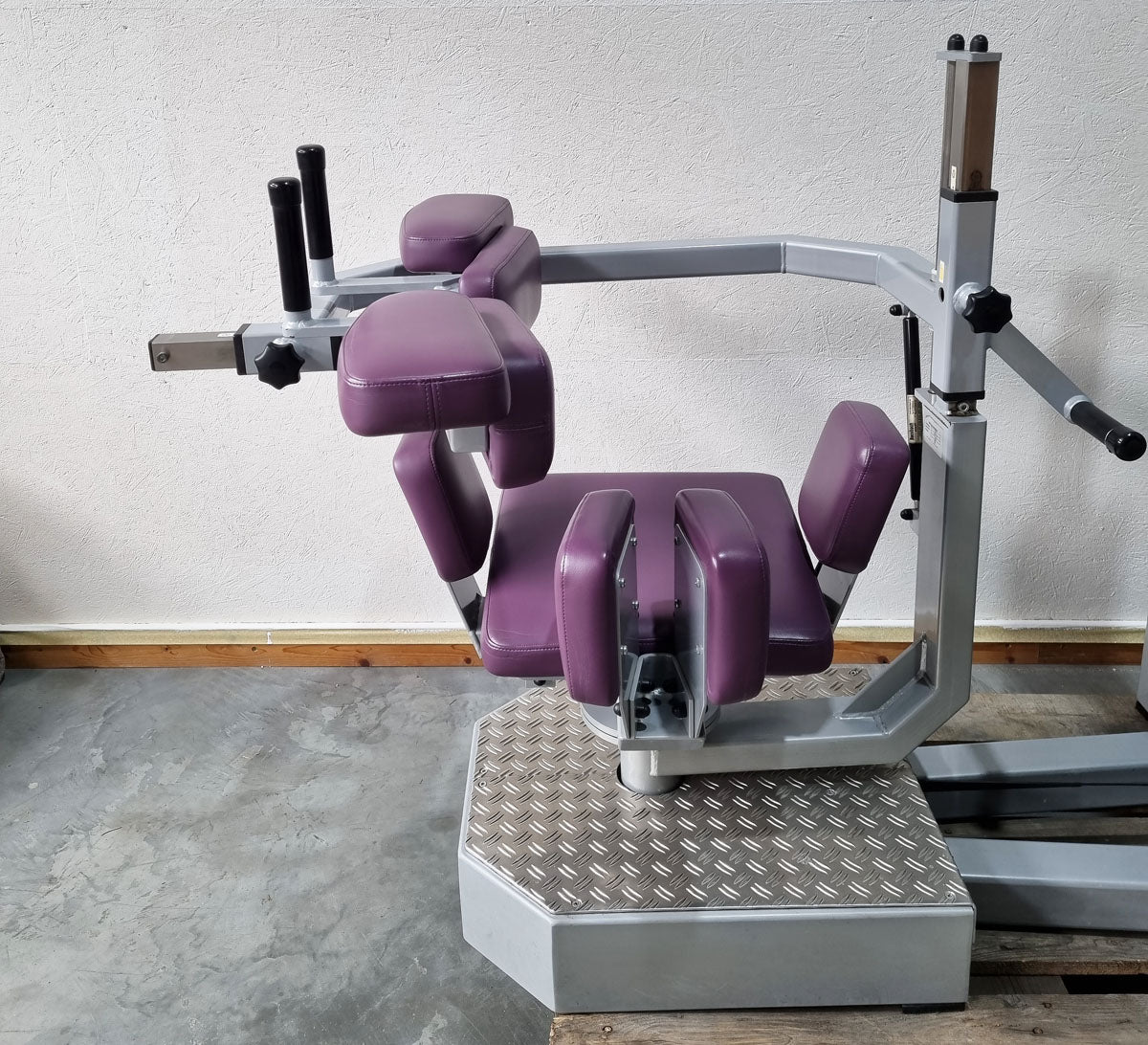 SVG torso rotator - rotation machine - lateral abdominal muscles, frame color silver, upholstery color purple, used - refurbished condition