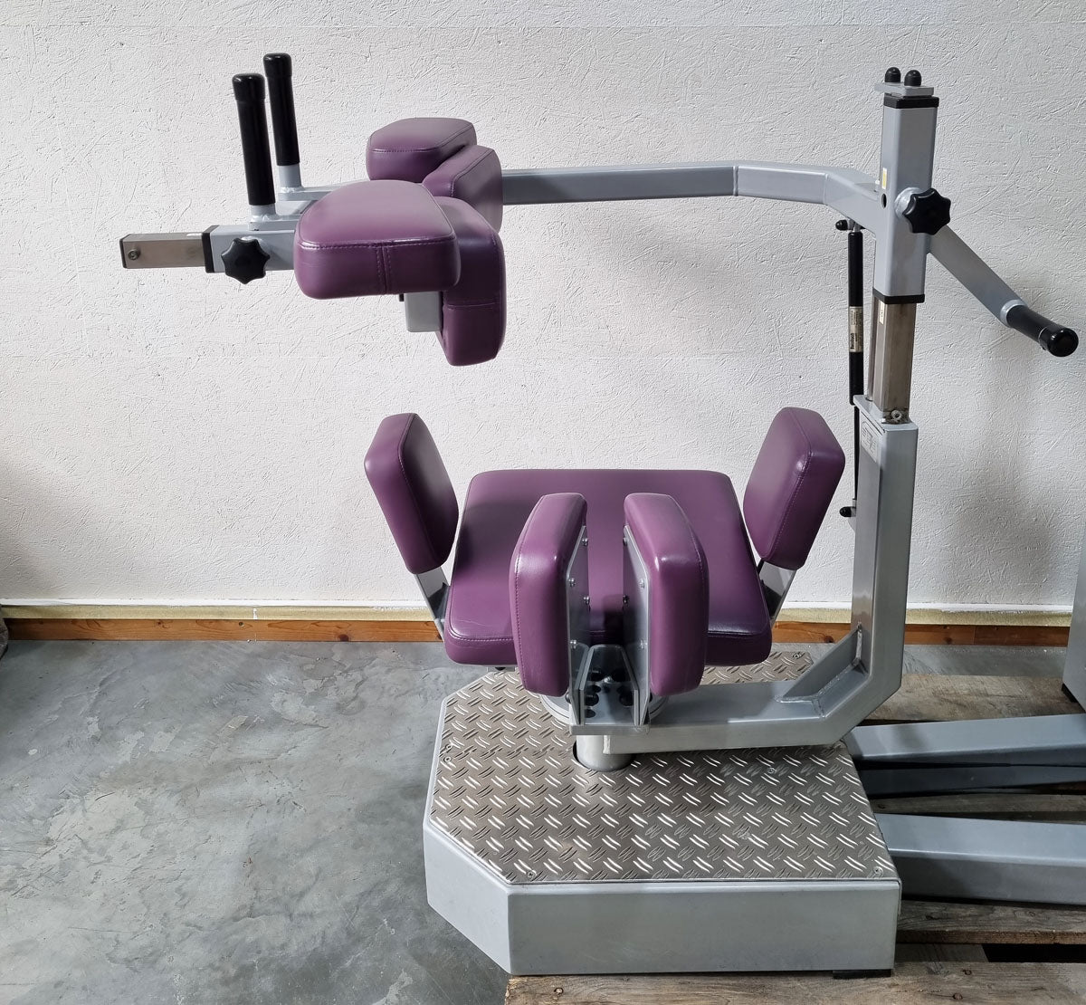 SVG torso rotator - rotation machine - lateral abdominal muscles, frame color silver, upholstery color purple, used - refurbished condition