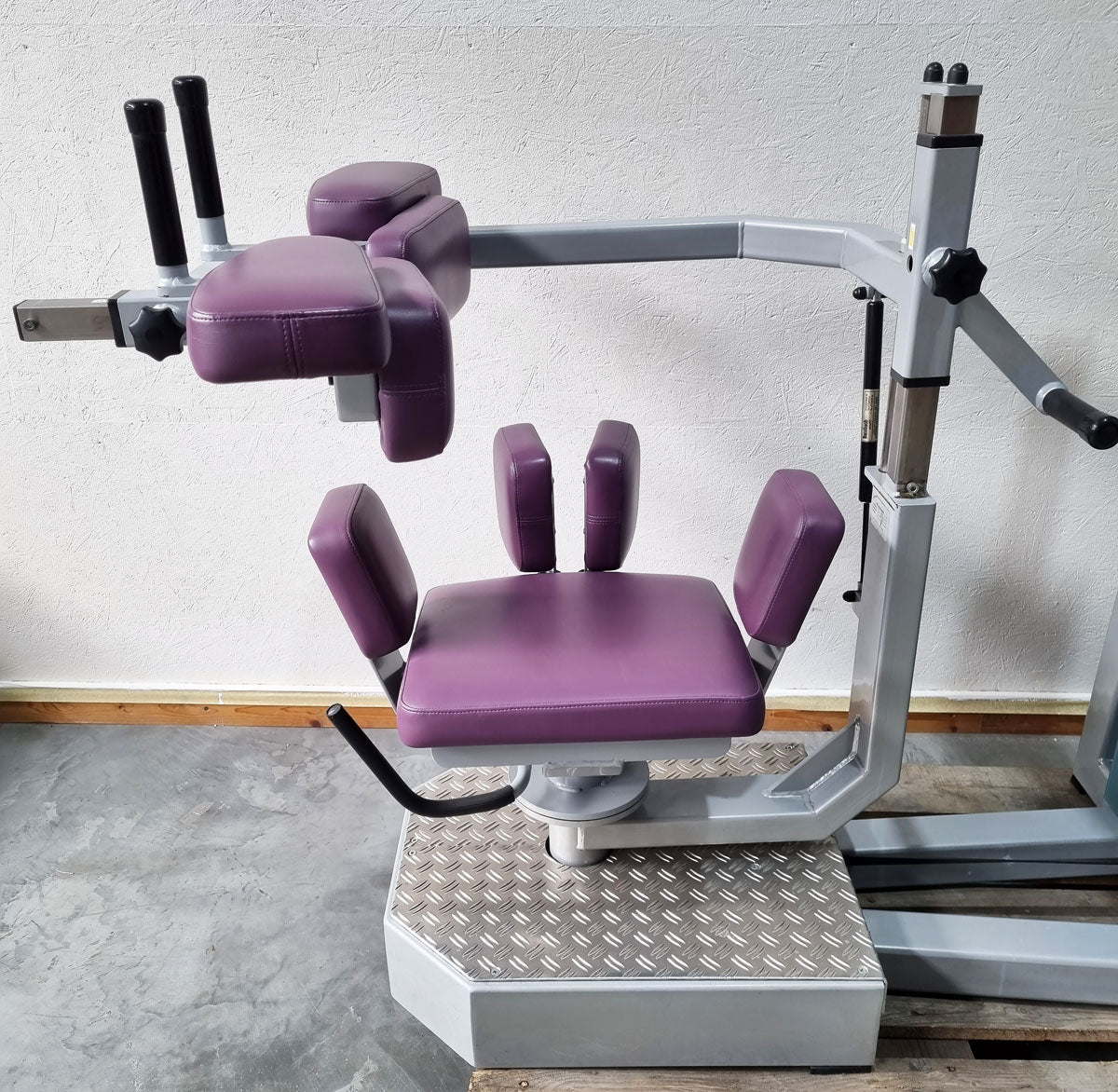 SVG torso rotator - rotation machine - lateral abdominal muscles, frame color silver, upholstery color purple, used - refurbished condition