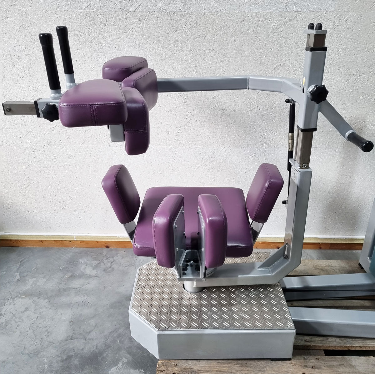 SVG torso rotator - rotation machine - lateral abdominal muscles, frame color silver, upholstery color purple, used - refurbished condition