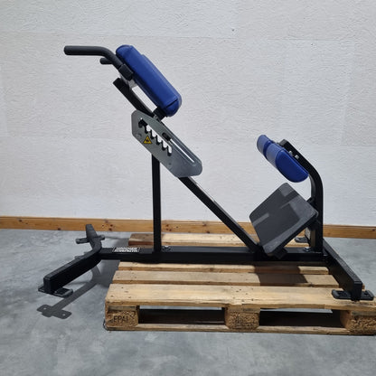 Hammer Strength Hyperextension 45° Rückenstreckerbank verstellbar, Back extension BW-BE, Rahmenfarbe Schwarz, Polsterfarbe Blau, gebraucht - überholter Zustand