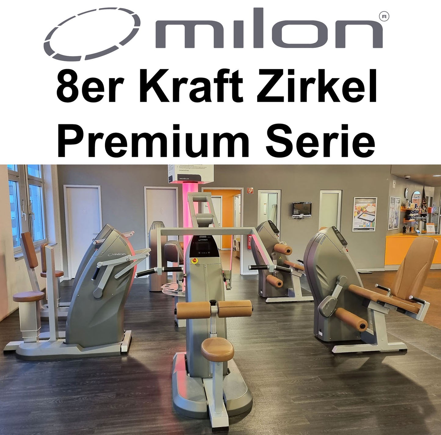 Milon 8-seater PREMIUM strength circuit, built in 2017, housing in anthracite stone, upholstery brown, including LED traffic light, top condition, used - overhauled and as good as new