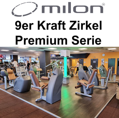 Milon 9-seater PREMIUM strength circuit, built in 2017, housing in anthracite stone, upholstery brown, including LED traffic light, used, overhauled and as good as new - top condition