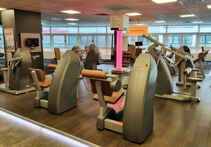 Milon 9-seater PREMIUM strength circuit, built in 2017, housing in anthracite stone, upholstery brown, including LED traffic light, used, overhauled and as good as new - top condition