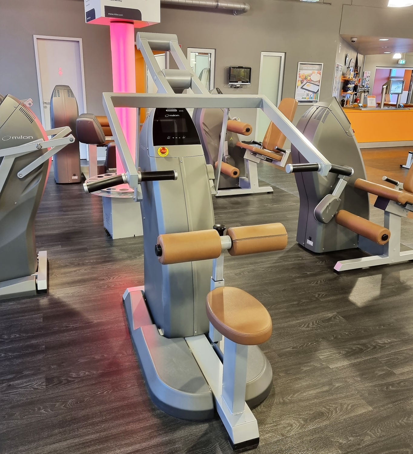 Milon 8-seater PREMIUM strength circuit, built in 2017, housing in anthracite stone, upholstery brown, including LED traffic light, top condition, used - overhauled and as good as new