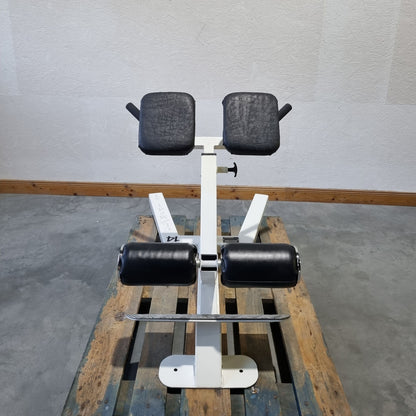 Competition Line, back extension bench 45°, hyperextension, height adjustable, frame color white, upholstery color black, used - refurbished condition
