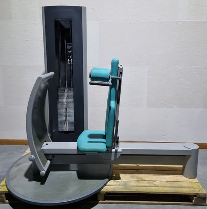Frei Genius functional leg press - adjustable leg press, frame color silver, upholstery color turquoise, used - refurbished condition