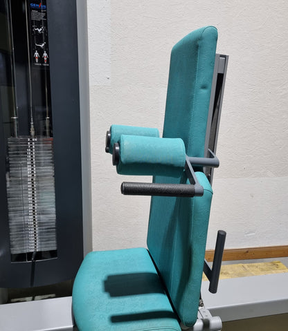Frei Genius functional leg press - adjustable leg press, frame color silver, upholstery color turquoise, used - refurbished condition