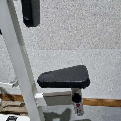 Competition Line, Rudern mit Bruststütze und Einstiegshilfe, Row, Lat-Rudern, Rahmenfarbe Weiß, gebraucht - überholter Zustand