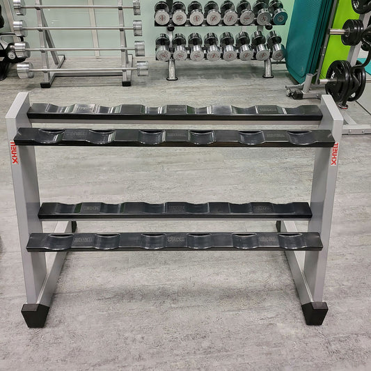 Schnell Kurzhantelständer für 6 Paar, 2 Stück = 12 Paar, Farbe Silber, gebraucht - geprüfter Zustand