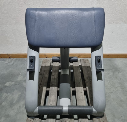 TechnoGym Scottcurl Bench, Scott bench, biceps training bench, color silver, upholstery blue, used