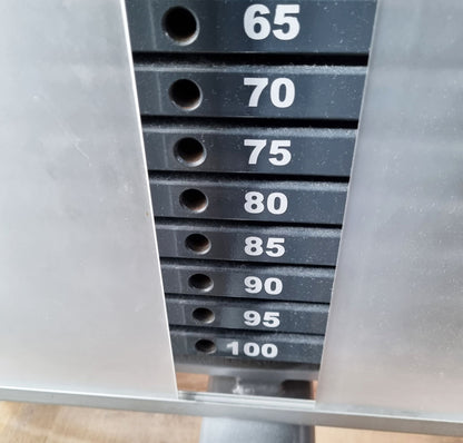 Proxowell/Proxomed Rückenstrecker-beuger Kombi Compass 530, Hyperextension und Bauchmaschine 2 in 1 Kombigerät, 100kg Gewichtsblock mit Feingewicht Abstufung, Rahmenfarbe Silber, gebraucht - überholter Zustand