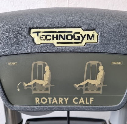 Technogym Wadenmaschine sitzend, Rotary Calf Press, Wadenpresse, Selection Line mit Isocontrol Display, Rahmenfarbe Silber, Polsterfarbe Braun, gebrauchter - überholter Zustand