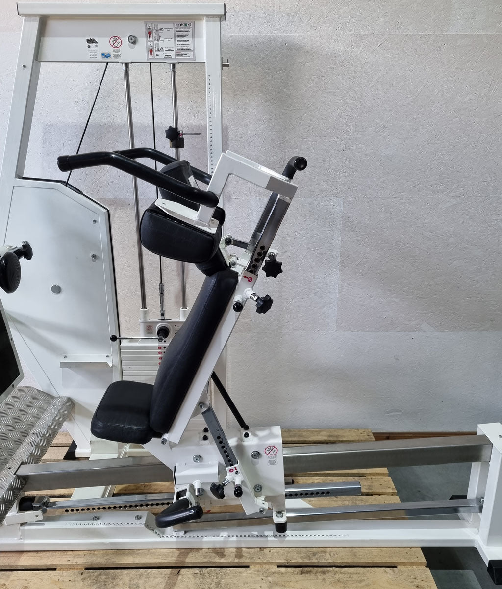 MKB Reha functional press, adjustable leg press, tilting gyroscope, MPG, frame color white, used - refurbished condition