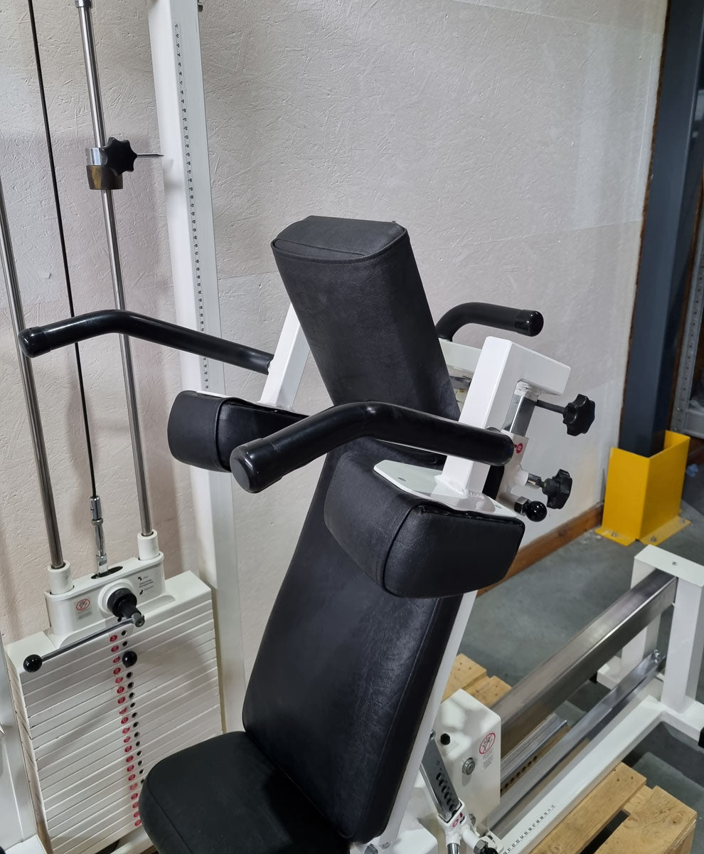 MKB Reha functional press, adjustable leg press, tilting gyroscope, MPG, frame color white, used - refurbished condition