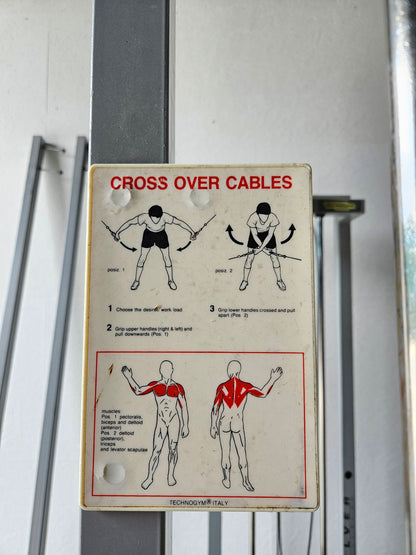 TechnoGym 2x Kabelzug, Cable Crossover, Seilzug von oben und unten, Silverline, Oldschool, Rahmenfarbe Silber, gebraucht - mit Gebrauchsspuren