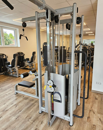DankSport 5 Stationenturm, 5 Stack Multi Station Tower, 1x Latzug, 1x Rudern, 1x Seilzug von Oben, 2x Kabelzug höhenverstellbar = Cable Crossover - 120 und 100kg Gewichtsblöcke - Silber und Schwarz - NEU