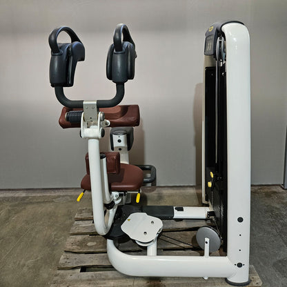 Technogym Rotationsmaschine, Rotary Torso, Twister, Selection Line, Rahmenfarbe Weiß, Polsterfarbe Braun, gebraucht - überholter Zustand