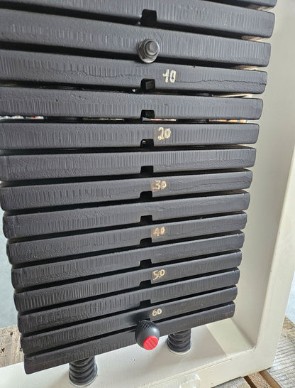 L+K Dip-Pull-Up Machine with Weight Support, Dip-Chin, Oldschool, White Frame, Used with Signs of Wear