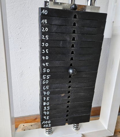 Gym80 Abdominal Machine, Jackknife, Abdominal Crunch, Oldschool Bodybuilding Strength Equipment - Edition or Classic Line, Frame Color White, Used with Signs of Wear