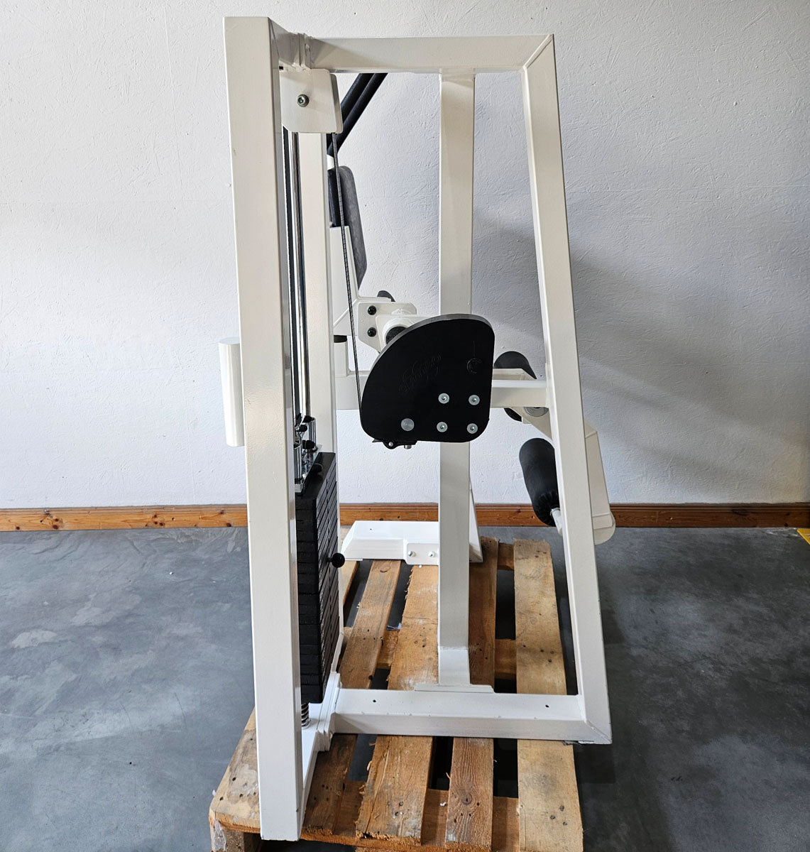 Gym80 Abdominal Machine, Jackknife, Abdominal Crunch, Oldschool Bodybuilding Strength Equipment - Edition or Classic Line, Frame Color White, Used with Signs of Wear