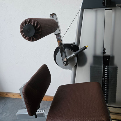 Proxowell or Proxomed back flexion, abdominal machine, back curl, abdominal crunch, 100kg weight block, Compass or C-Well series, frame color silver, used - refurbished condition