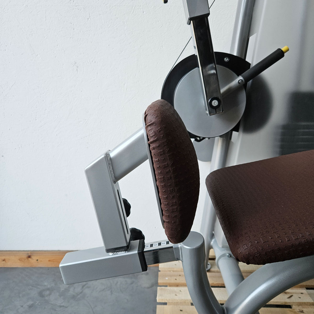 Proxowell or Proxomed back flexion, abdominal machine, back curl, abdominal crunch, 100kg weight block, Compass or C-Well series, frame color silver, used - refurbished condition