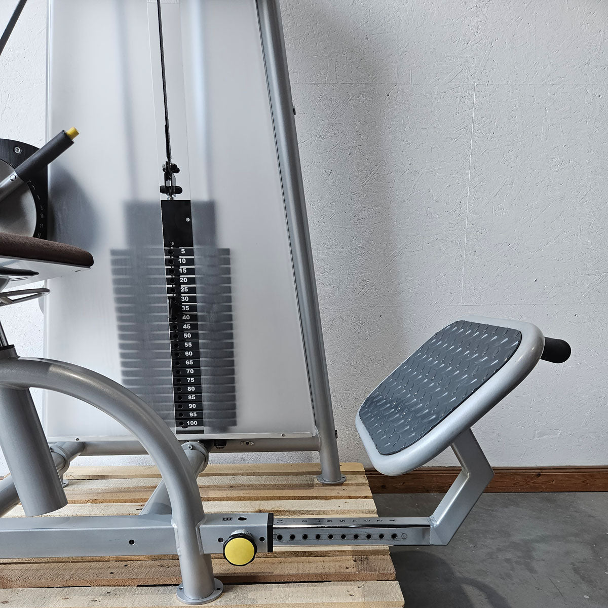 Proxowell or Proxomed back flexion, abdominal machine, back curl, abdominal crunch, 100kg weight block, Compass or C-Well series, frame color silver, used - refurbished condition