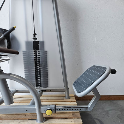 Proxowell or Proxomed back flexion, abdominal machine, back curl, abdominal crunch, 100kg weight block, Compass or C-Well series, frame color silver, used - refurbished condition