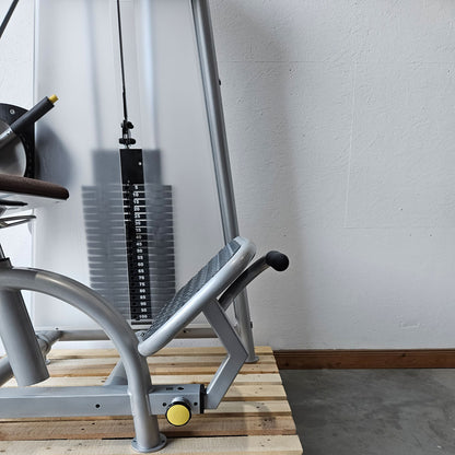 Proxowell or Proxomed back flexion, abdominal machine, back curl, abdominal crunch, 100kg weight block, Compass or C-Well series, frame color silver, used - refurbished condition