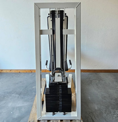 Gym80 Abductor Machine, Hip Abductor, seated, Oldschool Bodybuilding Strength Equipment - Edition or Classic Line, frame color white, used with signs of wear