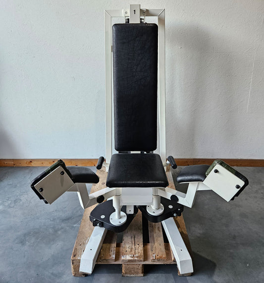 Gym80 Adductor Machine, Hip Adductor, Seated, Oldschool Bodybuilding Strength Equipment - Edition or Classic Line, White Frame, Used with Signs of Wear