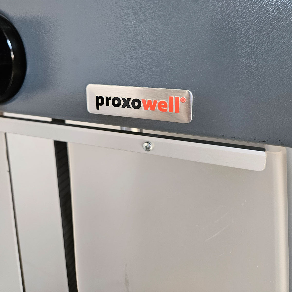 Proxowell bzw Proxomed Bankdrückmaschine, Brustpresse, Chestpress, 100kg Gewichtsblock, Compass bzw C-Well Serie, Rahmenfarbe Silber, gebraucht - überholter Zustand