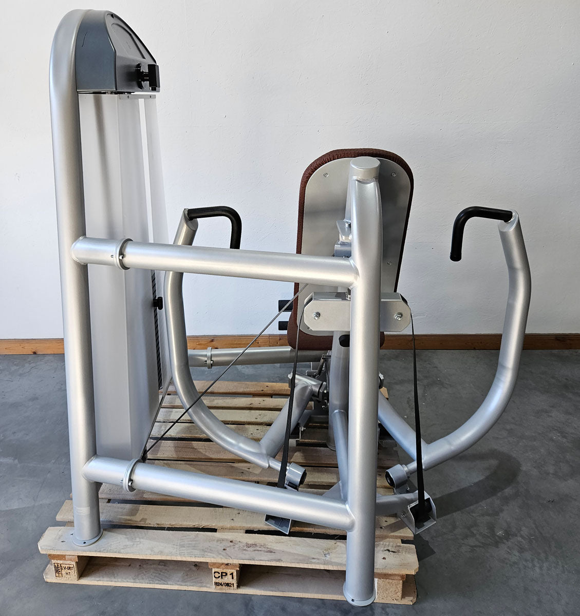 Proxowell bzw Proxomed Bankdrückmaschine, Brustpresse, Chestpress, 100kg Gewichtsblock, Compass bzw C-Well Serie, Rahmenfarbe Silber, gebraucht - überholter Zustand